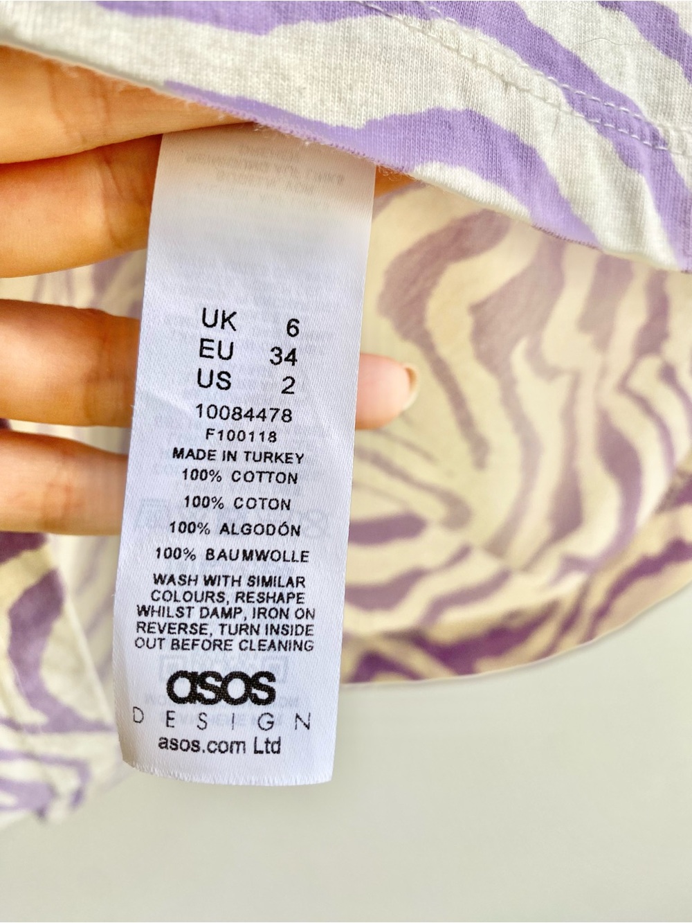 Cotton Lavender Zebra Print Oversized Dress Tee - Picture 5 of 5
